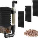 Carefree Fish Aquarium Filter Sponge Fish Tank Quiet Bubble Filter with 3 Sponges and 1 Bag of Filtered Ceramic Balls for Salt Water and Fresh Water(not Included Air Pump)