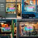 Neon We Are Open Signs for Business, 16.5''x 9'' Open Sign LED, Super Bright & Easy to Spot Open Neon Sign(Pink&Blue&Yello), with ON/OFF Switch & Adapter, Ideal for Window, Party, Wall, Bars, Coffee
