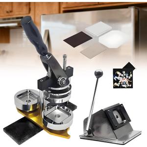 Fridge Magnets Botton Maker Machine, DIY Photo Magnet Making Press, 50mm/1.97 inch Square Pin Magnets Maker Machine Kit, with Paper Cutter & 100pcs Materials