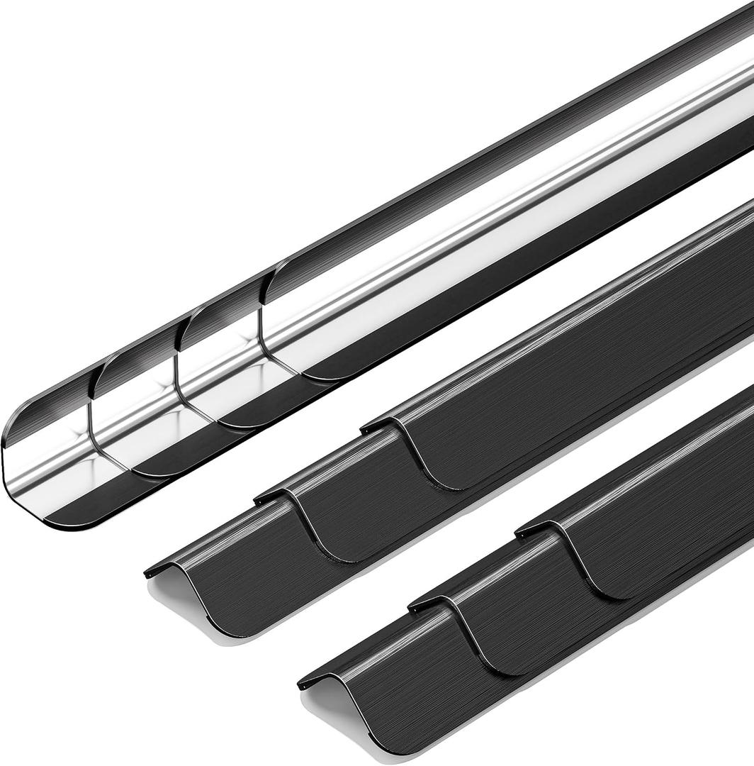 10pcs Wall Corner Guards 0.5x0.5x48 Inches 304 Stainless Steel Heavy Duty Rounded Corner Protector, Smooth Folded Edge Design for Wall Protection Black（No Adhesion）