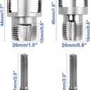 3 x 4 in 1 Water Pipe Wrench, Universal 4 in 1 Water Pipe Threader Set, 1/2'' 3/4''Pipes Tapping and Threading Tool Fits All Threads,Opener Compatible Electric Drill (1/2"+3/4')