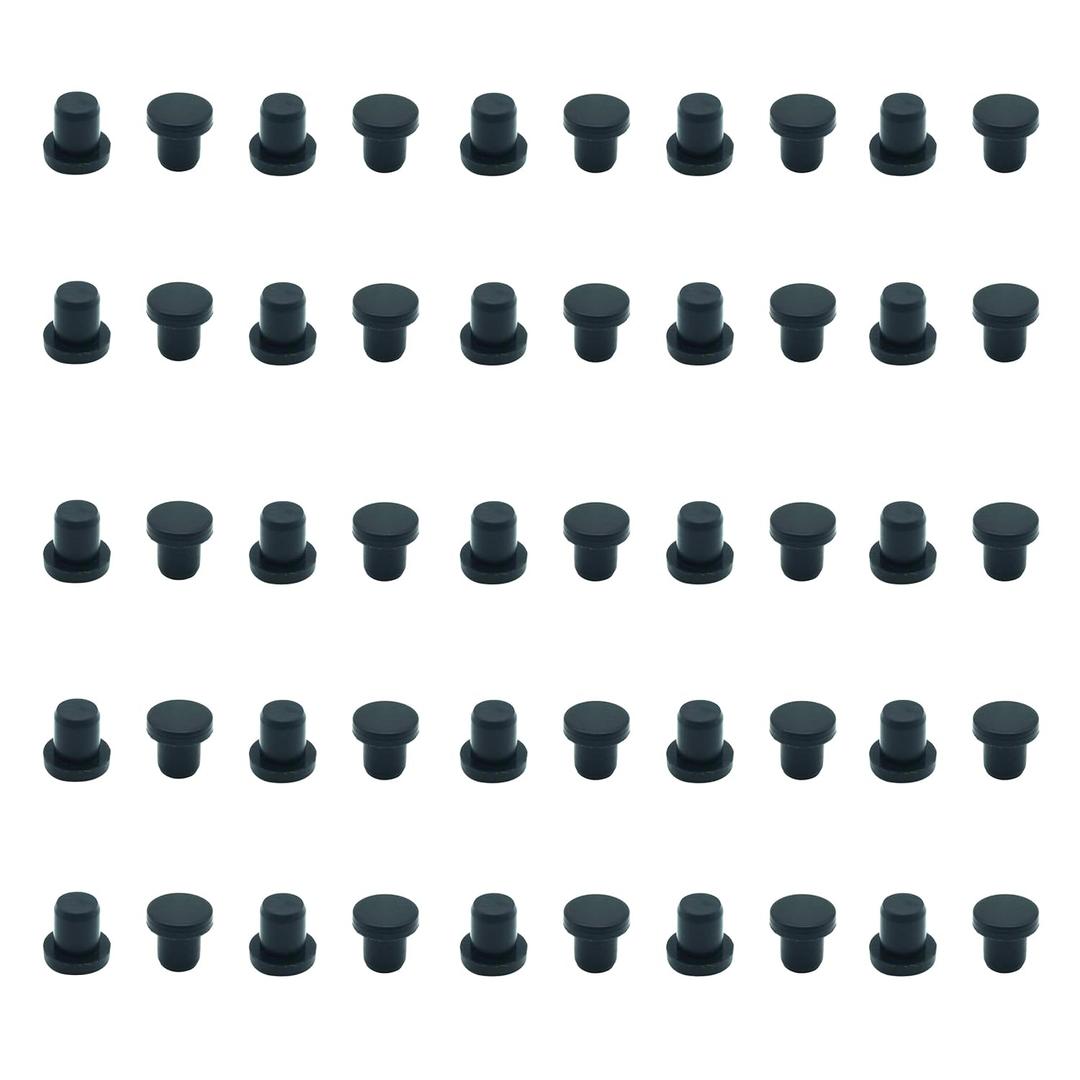 50PCS 1/4 inch / 6.5mm Black Silicone Rubber Plugs for Round Holes Soft Rubber Stopper Plug Assorted Sizes End Covers for Bottles Tubes Pipes