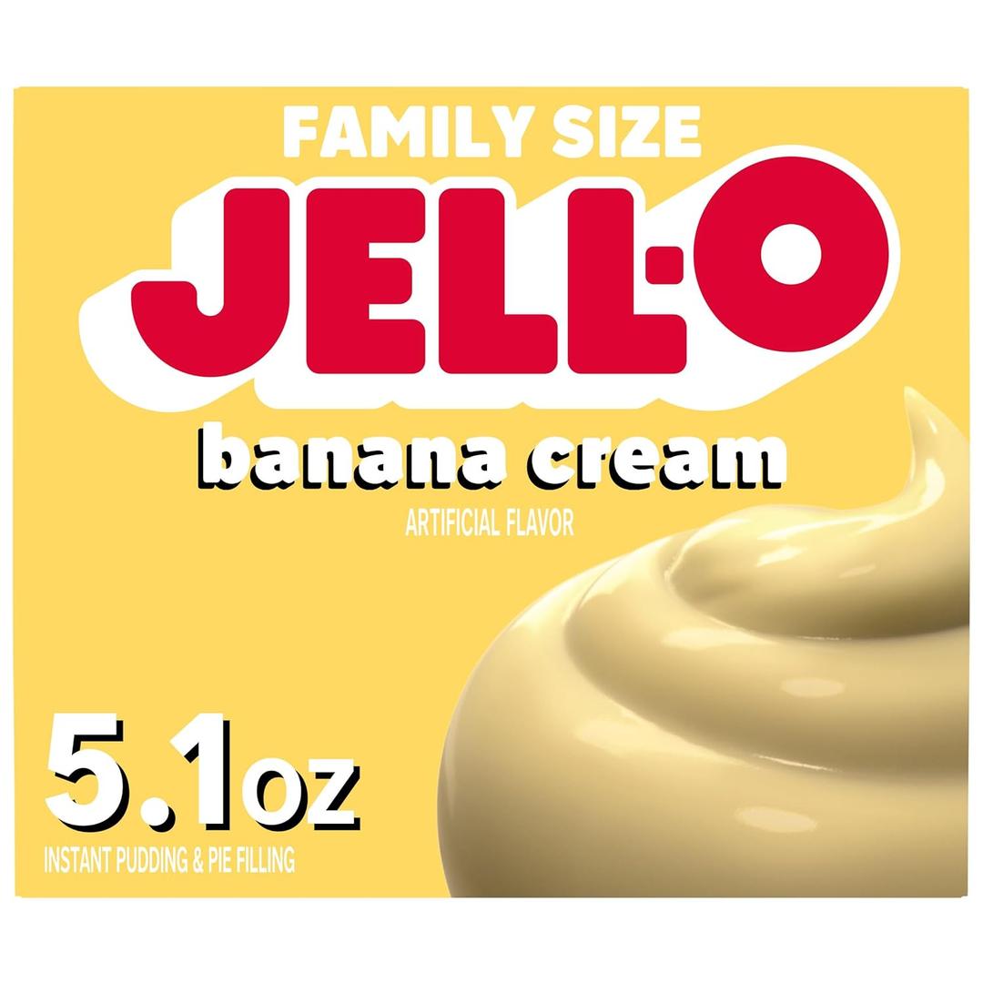 Jell-O Banana Cream Artificially Flavored Instant Pudding & Pie Filling Mix, Family Size, 5.1 oz. Box (EXP 05/10/28)