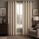 Linen Look 100% Blackout Bedroom Curtains, 84 Inch Long, 50"W x 84"L