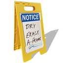 SmartSign 25 x 12 inch Notice Write-On Two-Sided Folding Floor Sign, Dry Erase, Digitally Printed Polypropylene Plastic, Multicolor, Made in USA