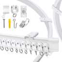 VRSS Flexible Bendable Curved Ceiling Curtain Track With Stainless Steel Curtain Clips, 2 Meters(6.6 ft) for L, U, Circle Shape Shower Curtain Track RV Curtain Track System Room Divider DIY