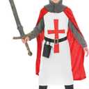 fun shack Kids Crusader Costume Boys Kids Knight Costume For Boys, Boys Knight Costume Kids, Medieval Knight Costume Boys (X-Large, Red)
