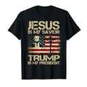 Jesus is My Savior Trump is My President Trump 2024 USA Flag T-Shirt XL