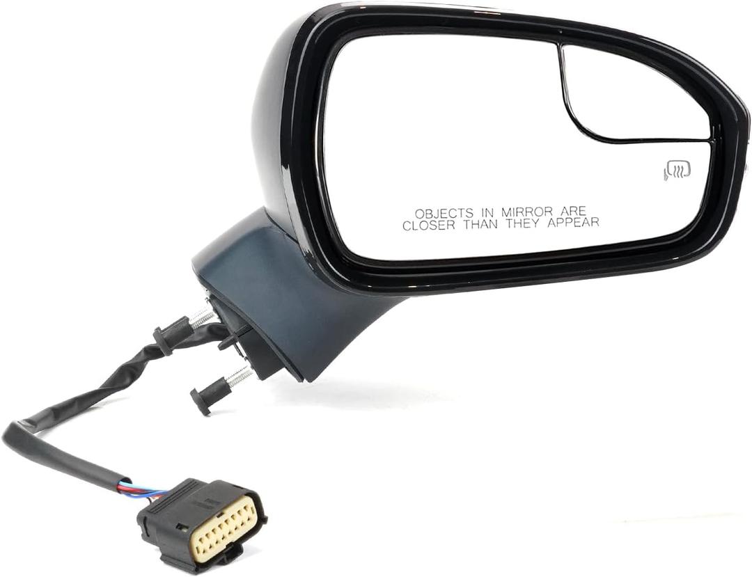 Passenger Side Mirror Assembly Compatible with Ford Fusion 2015-2016, with Power Heated, Turn Signal, Puddle Light, Blind Spot Mirror Replace FS7Z17682BB (7pin Right Unpainted)