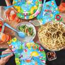 Sunmmer Swimming Pool Party Supplies Tableware Set - Tropical Beach Decorations Include Plates, Napkins, Cups, Cutlery, for Hawaiian Beach Theme Party Supplies | Serves 24