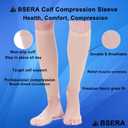 BSERA Calf Compression Sleeve Women, 2 Pairs 15-20mmHg Calf Support Footless Compression Socks Stockings for Shin Splints, Varicose Veins, Recovery (Nude/Skin, Large)