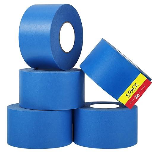 Lichamp 5-Piece Blue Painters Tape 2 inches Wide, Blue Masking Tape Painter's Bulk Multi Pack, 1.95 inch x 55 Yards x 5 Rolls
