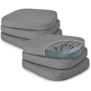 Shinnwa Kitchen Chair Cushions Set of 6, Patented Design Memory Foam Dining Chair Pads with Ties and Washable Cover, 6 Pack, 17" x 16" x 2", Dark Grey