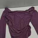 Avidlove Women's Square Neck Mesh Long Sleeve Bodysuit Shirts Ruched Body Suit Sexy Sheer Tops Date Night Outfit (Dark Purple, XL)