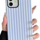 Longlayss Compatible with iPhone 12/12 Pro Case Cute Aesthetic Striped Phone Case for Women Girl Shockproof Slim TPU and Hard PC Protective Cover (Light Blue)
