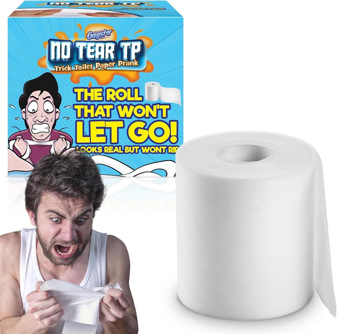 Gagster No Tear Toilet Paper Prank - Unrippable TP Roll, No Rip Toilet Paper Trick, Practical Joke for Adults & Kids, April Fools Day Gag, Novelty Toilet Paper, 1 Roll White