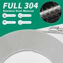OURU 50FT Hose Clamps,304 Stainless Steel Hose Clamp Assortment Kit DIY Metal Strapping with Holes+20 Fasteners,Adjustable Worm Gear Large Hose Clamps Metal Band Screw Clamp Straps for Pipe,Duct,Tube