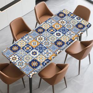 Rectangle Table Cover with Elastic Edge Design Waterproof Stain-Resistant Wipeable Fitted Table Cloth Fits 6 Foot Tables for Picnic, Camping, Outdoor, 72" x 30"
