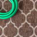 JONATHAN Y Moroccan Trellis Indoor Outdoor Round Area Rug 3 Ft Espresso/Taupe, Trebol Textured Weave for Backyard, Patio, Porch, Easy-Cleaning, High Traffic, Pet-Friendly, Non-Shedding (SMB109B-3R)