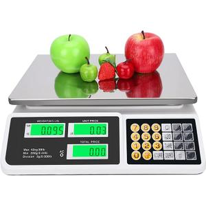 Price Computing Scale 88lb/40kg LCD Digital Commercial Price Scale with Stainless Steel Platform,Produce Scale & Food Scale for Farmers Market, Retail Outlets, Meat Shop (Flat Plate)