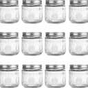 Amzcku 8 oz Vintage Mason Jars with Lids, Regular Mouth Canning Jar, Safe For Storage, Canning, Pickling, Preserving, Fermenting, DIY Crafts & Decor 12 Pack