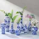 Hushee Set of 8 Small Blue and White Chinoiserie Vase Vintage Blue Ceramic Flower Vase Chinoiserie Decor for Home Table Decor Centerpieces Living Room Bookshelf(Vintage)