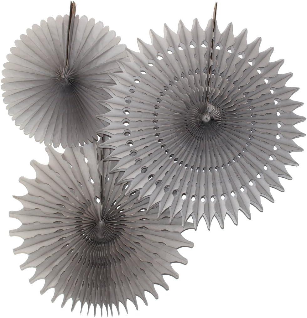 Set of 3 Honeycomb Tissue Fans, Gray (13-21 Inch)