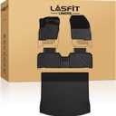 LASFIT Floor Mats and Cargo Liner for Ford Edge 2015-2024 All Weather Protector TPE Car Liners Custom Fit Vehicle Accessories, 1st & 2nd & Trunk Mat Combo Set, 4pcs Black