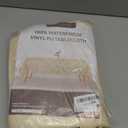 Romanstile Rectangle Vinyl Tablecloth, 100% Waterproof Heavy Duty Oil Spill Proof Stain Resistant Plastic PU Table Cover with Flannel Backing for Kitchen, Dining (Flower Beige, 54 x 108)