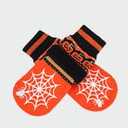 EXPAWLORER Anti Slip Dog Socks to Prevent Licking Paws, Dog Shoes for Hot Pavement, Dog Booties for Small Medium Large Senior Dogs, Traction Control Boots & Paw Protectors for Hardwood Floors 3 pcs, Halloween Orange