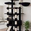 Heybly Tall Cat Tree, 78-inch Multi-Level Cat Tower for Indoor Cats, 2 Widened Plush Perches Cat Condo with Scratching Board and Big Caves, Smoky Gray HCT033G