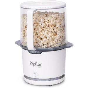 Presto 04812 PopLite Our Munch Hot Air Popcorn Popper - Family Sized, Built-In Serving Bowl, Compact Design, 15 Cups, White