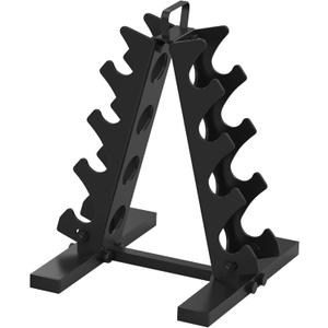 TomCare 4 Tier Dumbbell Rack Stand Only, Weight Rack for Dumbell Set (5-15 LB) Home Gym Storage Stand for Weights Metal A-Frame Strength Training Dumbbell Holder with Handle (Dumbells not Included) (Black)