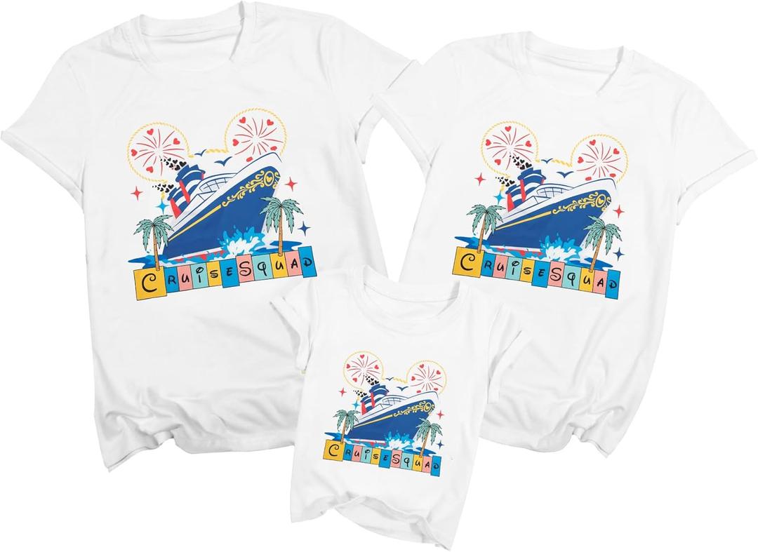Family Cruise Shirts Family Matching Cruise Outfits Cruise Squad Shirts Magical Tshirts Summer Vacation Tops (White, XXL)