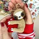 KORUBIA Sloth Ornament - Sloth Ornaments for Christmas Tree, Animal Ornaments - Animal Lovers Gifts for Women - Christmas Crochet Ornament & Card