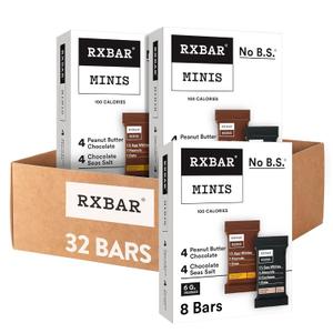 RXBAR Minis Protein Bars, 6g Protein, Gluten Free Snacks, Variety Pack (4 Boxes, 32 Count), Best By: May/20/2026