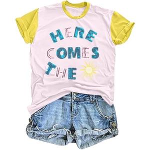 MOUSYA Womens Hawaiian Shirts Summer T Shirt Casual Oversized Beach Sunshine Tropical T-Shirt, Small