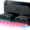 4 x SUPCASE for Nintendo Switch 2 Joy Con Controllers Charger, [9 Game Card Storage] [Ambient Lighting] All-in-one Organization Accessories for Switch 2, Heat Dissipation Slot for Dock with USB Cable