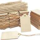 200 Pack 3 Inch Wood Tags with Hole and Twine Blank Wooden Gifts Tag Unfinished Wood Labels for Crafts