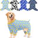 Bienbee Dog Pajamas, 4 Pack Dog Recovery Suit Shedding Suit Cute Soft Puppy Clothes Dogs Pjs Onesies Jammies Adjustable Breathable & Stretchy Clothes for Small Medium Large Dogs Girl Boy Puppy-2XL