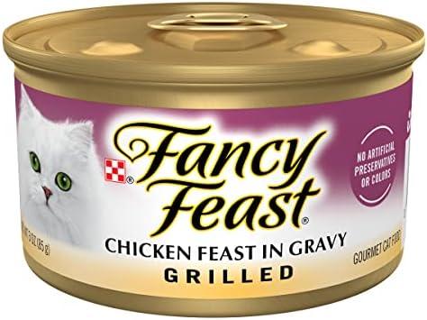 Purina Fancy Feast Grilled Wet Cat Food Chicken Feast in Wet Cat Food Gravy - (Pack of 24) 3 oz. Cans EXP. 05/2028