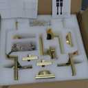 Goldenwarm Double Front Door Lock Set, Gold Double Front Door Handle with Dummy, Square Exterior Door Lever with Reversible Lever, Single Cylinder Deadbolt Combo