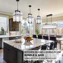 IKK Black Crystal Pendant Light for Kitchen Island, Luxury Water Ripple Glass Chandelier Lights Fixture, Modern Elegant Adjustable Pendant Lighting for Dining Room Bedroom, E12 Bulb, L6.5'' x H11.8''