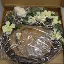 Boao Rustic Spring Wreaths for Front Door with Yellow Fake Bird White Rose Cherry Blossoms Grapevine Artificial Flower Wreath Farmhouse Outdoor Floral Wreaths Outdoor Indoor Home Decorations, 10 Inch