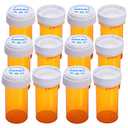 Plastic Empty Pill Bottles with Double Sided Use (Child Resistant & Easy Open) Caps - Medicine Container Pill Cases Dispenser Organizers (13 Dram, 12pcs)