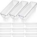Maquita 12 Pcs Vanity Drawer Organizer 9 x 3 x 2 Inches Clear Plastic Utensil Organizers Kitchen Drawers Dividers for Office Desk Silverware Kitchen Utensils Cosmetics and Bathrooms(Clear)