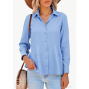 Cicy Bell Women's Button Down Shirts Collared V Neck Long Sleeve Peplum Tiered Blouse Tops XXL