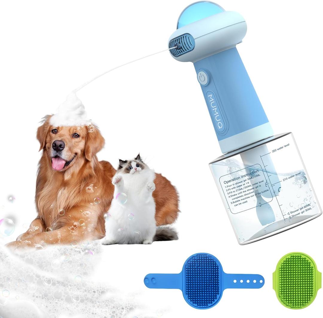Electric Dog Shampoo Dispenser IPX7 Automatic Dog Soap Dispenser Soap Frother Dogs Grooming Bath Brush for Dogs and Cat Bathing Shampoo Sprayer Foamer Pet Bath Supplies