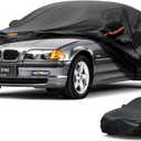 Kayme Car Cover Waterproof All Weather, Full Exterior Cover Outdoor Sun Protection with Zipper, Universal Fit for BMW E46 E36 E30, VW EOS, Nissan 350Z 370Z Versa, Hyundai Accent,etc (Up to 177 inch)