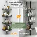Corner Shower Caddy, Extendable Rustproof Shower Organizer Adjustable 4-Tier Bathroom Shelves Anti-Tipping Bathtub Shampoo Storage Floor Standing Bath Rack Shower Shelf with Soap Dish